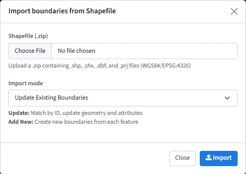 Importing boundaries from a shapefile.